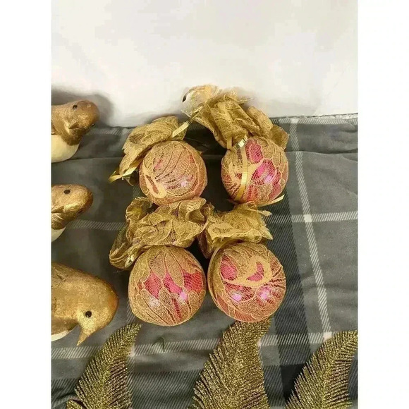 VTG 12x Christmas Decorations Gold Glitter Feathers Feather Birds Ornaments - Picture 7 of 15